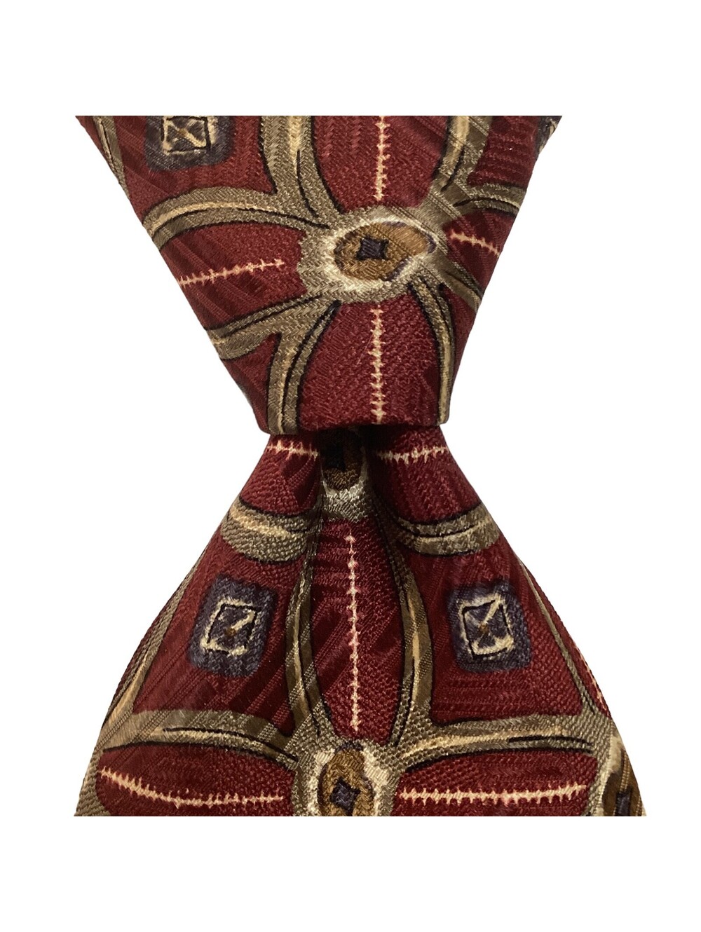 Robert Talbott Best of Class Men's Silk Necktie Designer Geometric Burgundy EUC